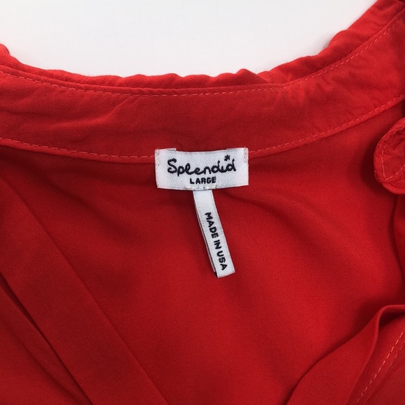 Splendid dress - two front pockets with tie belt - tomato red - L - Picture 7 of 8